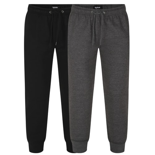 Bigdude Basic Cuffed Joggers Twin Pack Black/Charcoal